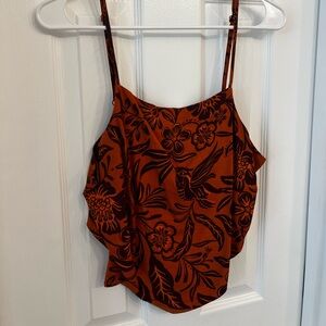 Patrons of Peace Orange and Black Floral Tank Top